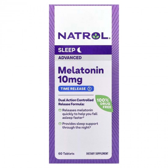Natrol, мелатонін, покращений сон, з повільним вивільненням, 10 мг, 60 таблеток