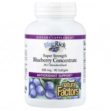 Natural Factors, зір BlueRich, Super Strength, концентрат лохини, 500 мг, 90 капсул