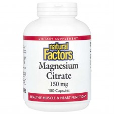 Natural Factors, цитрат магнію, 150 мг, 180 капсул