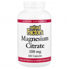 Natural Factors, цитрат магнію, 150 мг, 360 капсул