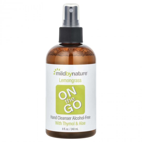 Mild By Nature, дорожній очищувальний засіб для рук, без спирту, лемонграс, 240 мл