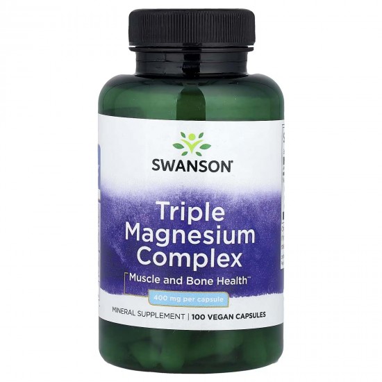 Swanson, комплекс з потрійним магнієм, 400 мг, 100 капсул