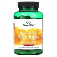 Swanson, Super Stress, комплекс вітамінів групи B з вітаміном C, 100 капсул