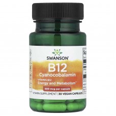 Swanson, вітамін в12, 500 мкг, 30 капсул