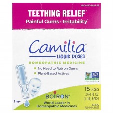 Boiron, Camilia, засіб для зняття болю при прорізуванні зубів, для немовлят від 1 місяця і старше, 15 відміряних рідких доз, 1 мл