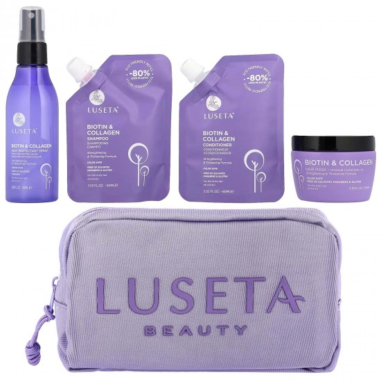 Luseta Beauty, iHerb, ексклюзивний пакетик із біотином і кератином для догляду за волоссям, 4 предмети, 320 мл