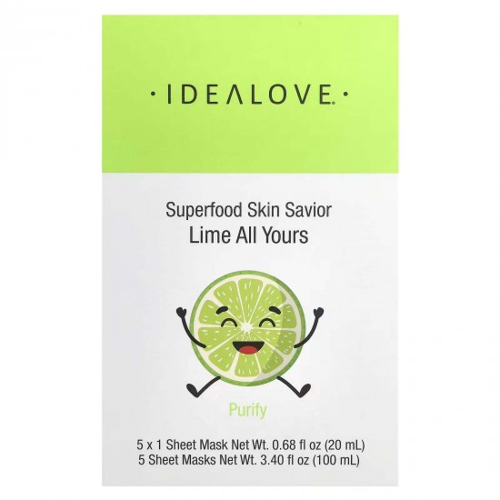 Idealove, Superfood Skin Savior, маска із суперфудами, лайм, по 20 мл