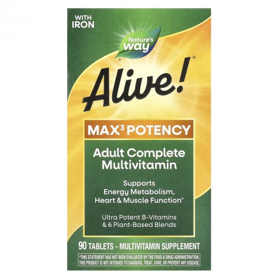 Nature's Way, Alive! Max3 Potency, мультивітаміни, 90 таблеток