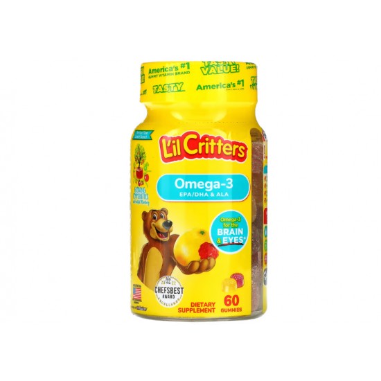 L'il Critters, омега-3, зі смаком малини та лимонаду, 60 жувальних таблеток