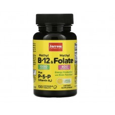 Jarrow Formulas, метил В12 і метилфолат, лимон, 100 жувальних таблеток