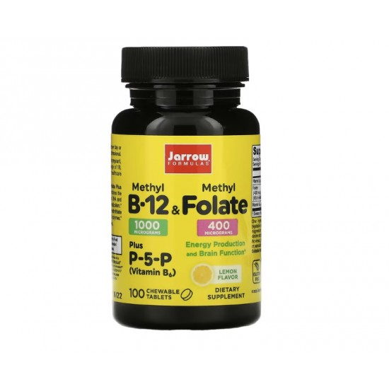 Jarrow Formulas, метил В12 і метилфолат, лимон, 100 жувальних таблеток