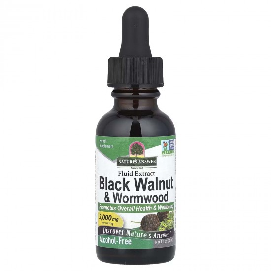 Nature's Answer, чорний горіх і полин гіркий, рідкий екстракт, без спирту, 2000 мг, 30 мл