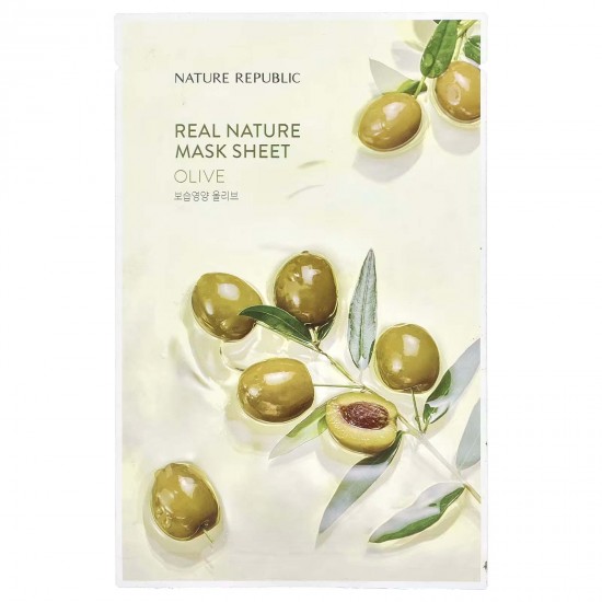 Nature Republic, Тканинна маска від Real Nature Beauty, оливковий, 1 шт., 23 мл
