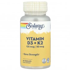Solaray, вітаміни Д3 та К2, без сої, 60 капсул VegCap