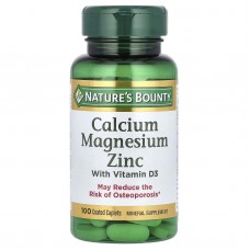 Nature's Bounty, кальцій, магній та цинк, з вітаміном Д3, 100 капсул в оболонці