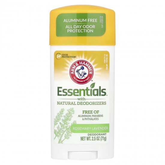 Arm & Hammer, Essentials, дезодорант із натуральними дезодорувальними речовинами, розмарин і лаванда, 71 г