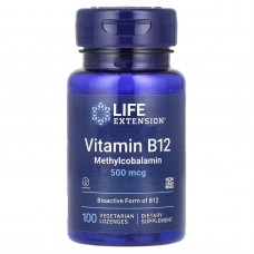 Life Extension, вітамін В12, метилкобаламін, 500 мкг, 100 вегетаріанських льодяників