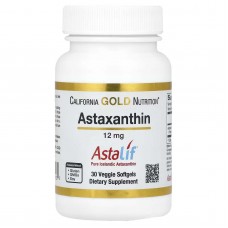California Gold Nutrition, AstaLif, чистий ісландський астаксантин, 12 мг, 30 вегетаріанських капсул