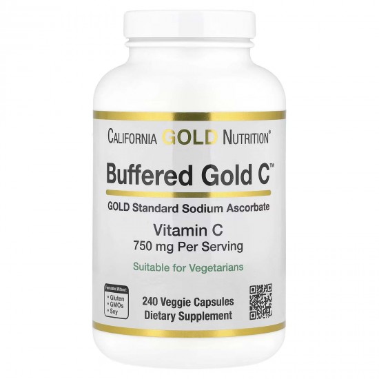California Gold Nutrition, буферизовані капсули з вітаміном С, 750 мг, 240 вегетаріанських капсул