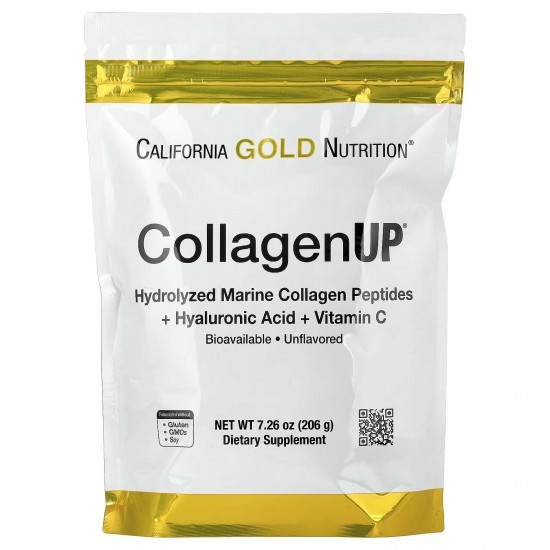 California Gold Nutrition, CollagenUP, морський гідролізований колаген, гіалуронова кислота й вітамін С, без додатків, 206 г