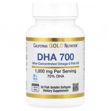 California Gold Nutrition, ДГК 700, омега 3, рибячий жир фармацевтичного класу, 1000 мг, 30 капсул із рибячого желатину