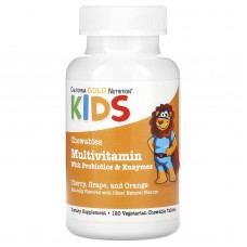California Gold Nutrition, жувальні мультивітаміни з пробіотиками та ферментами для дітей, фруктове асорті, 120 вегетаріанських таблеток