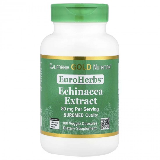 California Gold Nutrition, EuroHerbs, екстракт ехінацеї, 80 мг, 180 рослинних капсул