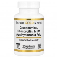 California Gold Nutrition, комплекс з глюкозаміном, хондроїтином, МСМ і гіалуроновою кислотою, 60 рослинних капсул