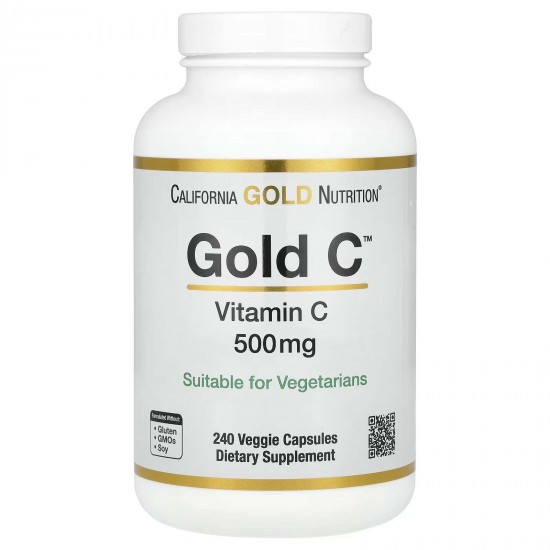 California Gold Nutrition, Gold C, вітамін С, 500 мг, 240 вегетаріанських капсул