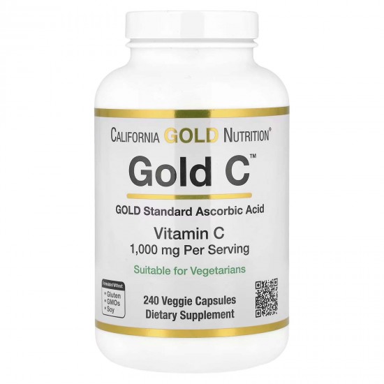 California Gold Nutrition, Gold C, вітамін С, 1000 мг, 240 рослинних капсул