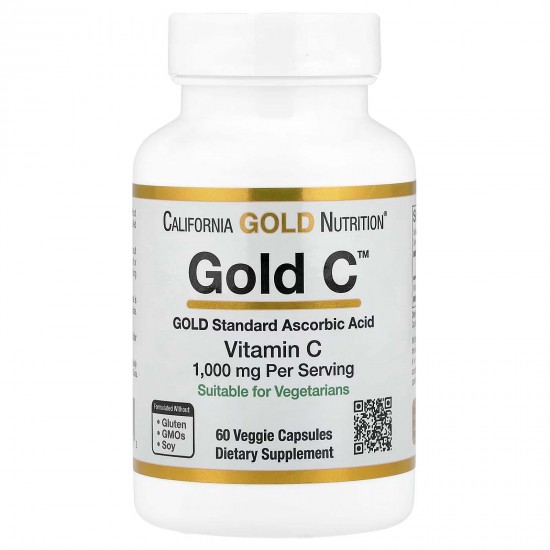 California Gold Nutrition, Gold C, вітамін С, 1000 мг, 60 вегетаріанських капсул