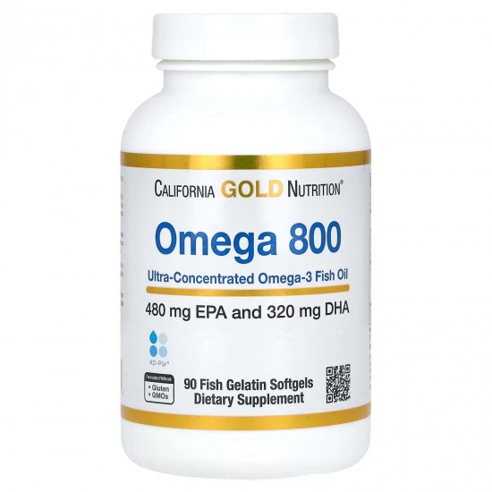 California Gold Nutrition, California Gold Nutrition, омега-800, рибячий жир фармацевтичного ступеня чистоти, 80 % ЕПК/ДГК, форма тригліцеридів, 1000 мг, 90 капсул із рибячого желатину