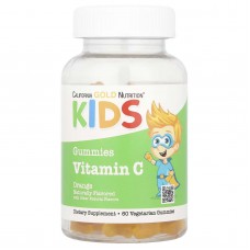 California Gold Nutrition, Вітамін C для дітей, без желатину, зі смаком натурального апельсина, 60 вегетаріанських жувальних таблеток