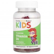 California Gold Nutrition, вітамін д3 для дітей, без желатину, натуральна полуниця, 60 вегетаріанських жувальних таблеток