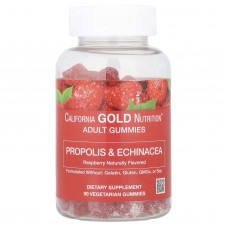 California Gold Nutrition, жувальні таблетки з прополісом і ехінацеєю, натуральна малина, 90 вегетаріанських жувальних таблеток