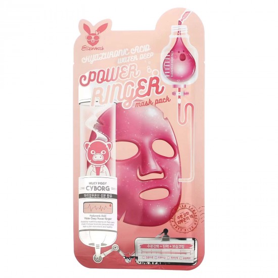 Elizavecca, Milky Piggy Cyborg, зволожувальна маска з гіалуроновою кислотою, Deep Power Ringer Beauty Mask Pack, 1 шт., 23 мл