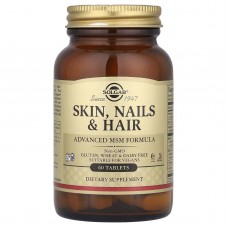 Solgar, шкіра, нігті і волосся, поліпшена рецептура з МСМ, 60 таблеток