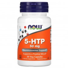 NOW Foods, HTP 5-гідрокситриптофан, 50 мг, 30 рослинних капсул
