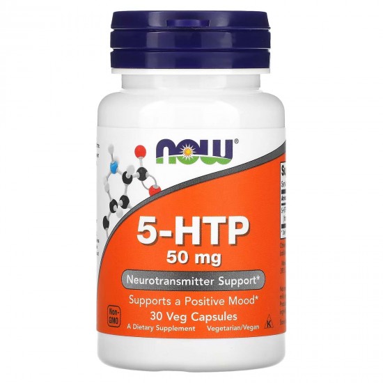 NOW Foods, HTP 5-гідрокситриптофан, 50 мг, 30 рослинних капсул
