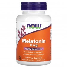 NOW Foods, мелатонін, 3 мг, 180 вегетаріанських капсул