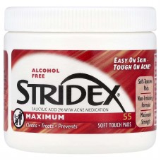 Stridex, Single-Step, контроль акне, максимальна дія, без спирту, 55 мяких подушечок