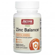 Jarrow Formulas, Zinc Balance, цинк, 100 рослинних капсул