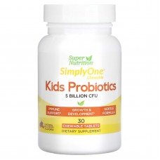 Super Nutrition, дитячі пробіотики, смак лісових ягід, 5 мільярдів КУО, 30 жувальних таблеток