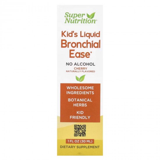 Super Nutrition, Kid's Liquid Bronchial Ease, дитячий засіб для бронхів, без спирту, вишня, 30 мл