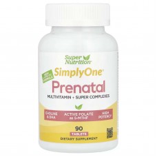 Super Nutrition, Simply One®, пренатальні мультивітаміни із суперзеленню та спеціями, 90 таблеток