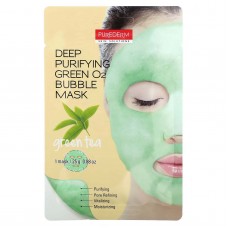 Purederm, Deep Purifying Green O2 Bubble Beauty Mask, зелений чай, 1 шт., 25 г