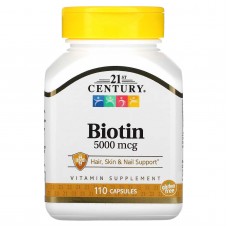 21st Century, біотин, 5000 мкг, 110 капсул
