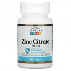 21st Century, цитрат цинку, 50 мг, 60 таблеток 