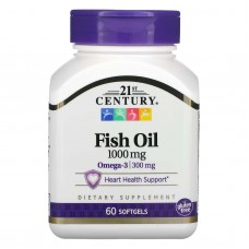 21st Century, рибячий жир, омега 1000 мг, 60 капсул
