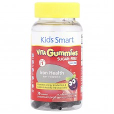 Kids Smart, Kids Smart® VITA Gummies®, із залізом і вітаміном C, для дітей віком від 3 років, ожиновий лимонад, 30 жувальних таблеток